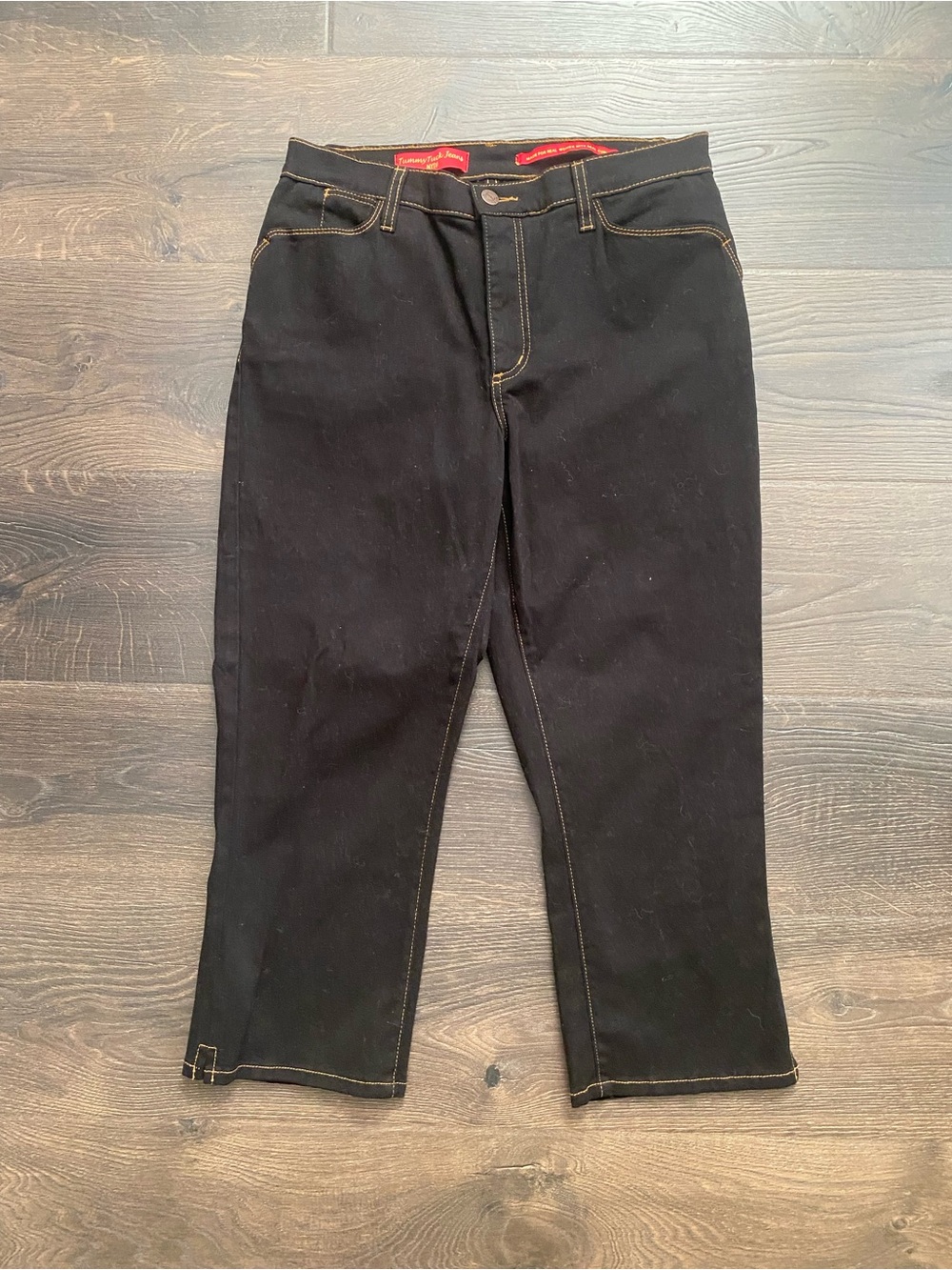 Tummy Tuck Jeans by NYDJ Black Cropped Capri Jeans Women’s 8 Made in USA Stretch